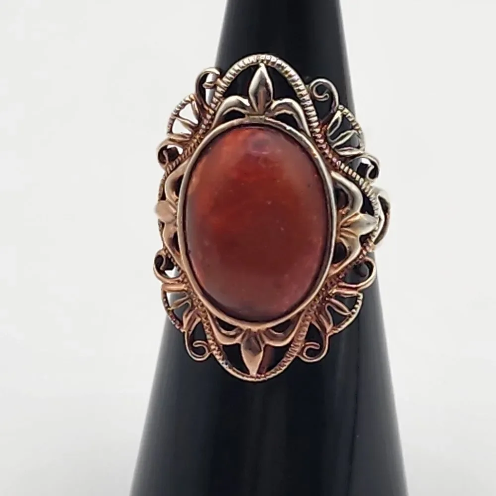 J&T Silver Tone & Red Agate Ring (6)